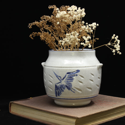 Stoneware Vase- Crane (2)